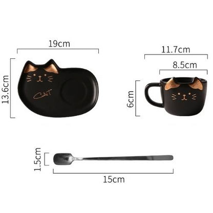 Taza Gato Set Plato y Cuchara