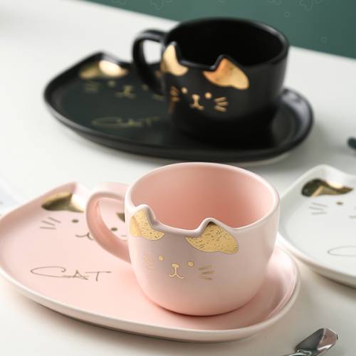 Taza Gato Set Plato y Cuchara