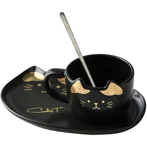 Taza Gato Set Plato y Cuchara