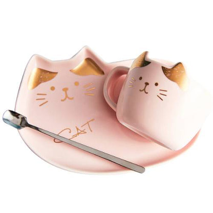 Taza Gato Set Plato y Cuchara