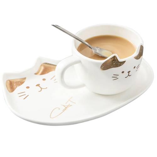 Taza Gato Set Plato y Cuchara